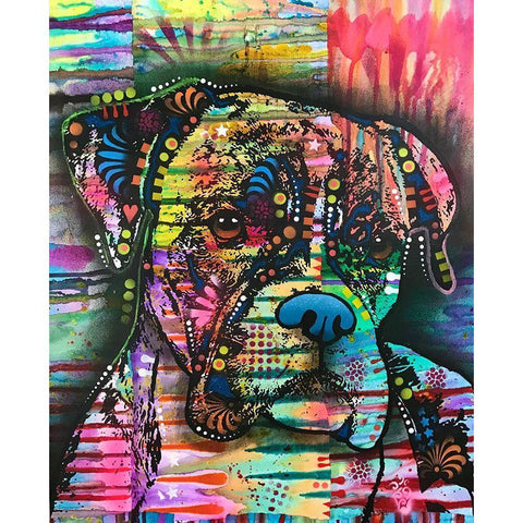 A Serious Boxer Black Modern Wood Framed Art Print with Double Matting by Dean Russo Collection