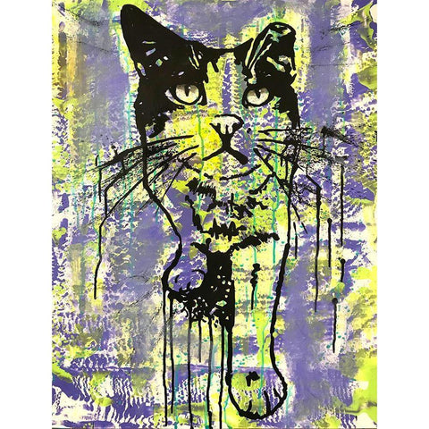 Baby Cat Black Modern Wood Framed Art Print with Double Matting by Dean Russo Collection