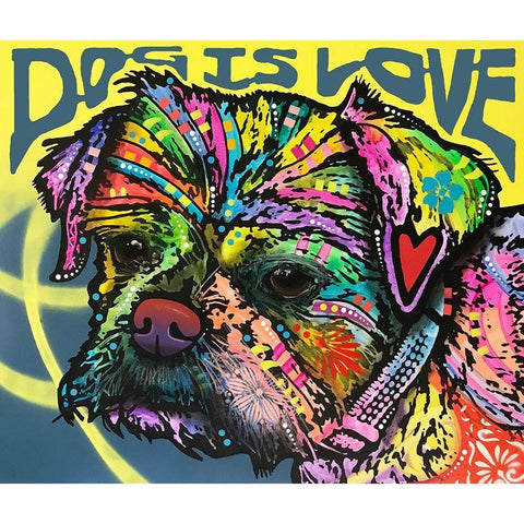 Dog Is Love (Heart) White Modern Wood Framed Art Print by Dean Russo Collection