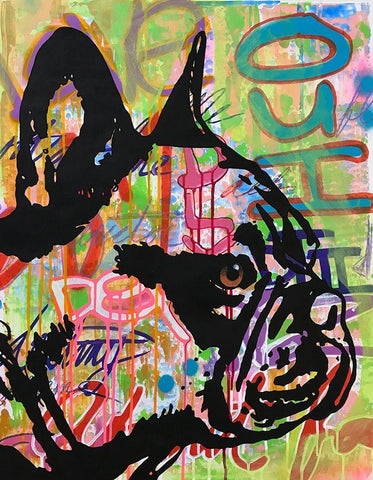 Indelible Frenchie Black Ornate Wood Framed Art Print with Double Matting by Dean Russo Collection