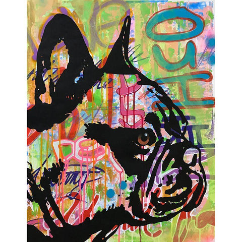 Indelible Frenchie Gold Ornate Wood Framed Art Print with Double Matting by Dean Russo Collection