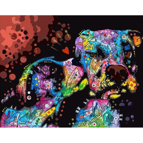 Its Just Puppy Love Black Modern Wood Framed Art Print with Double Matting by Dean Russo Collection