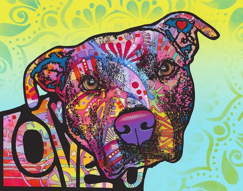 Love You Pit Bull White Modern Wood Framed Art Print with Double Matting by Dean Russo Collection