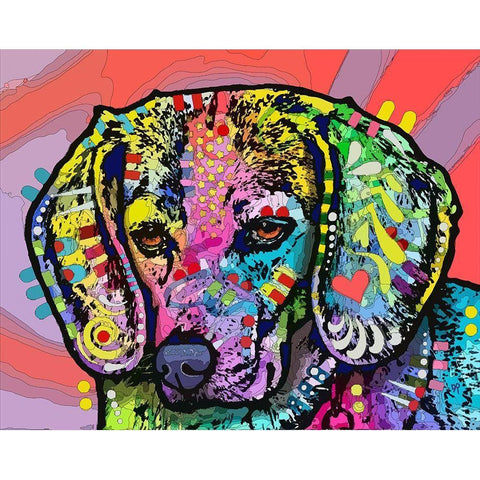 Magic Beagle Black Modern Wood Framed Art Print with Double Matting by Dean Russo Collection