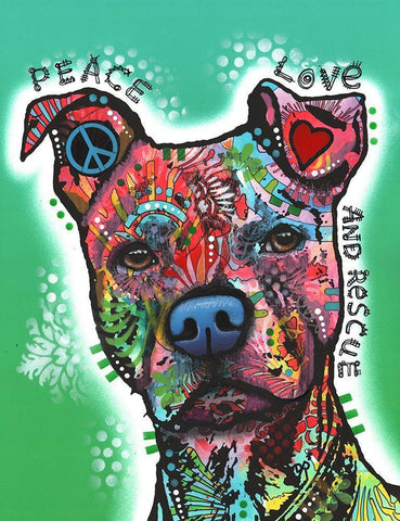 Peace-Love-and Rescue White Modern Wood Framed Art Print with Double Matting by Dean Russo Collection