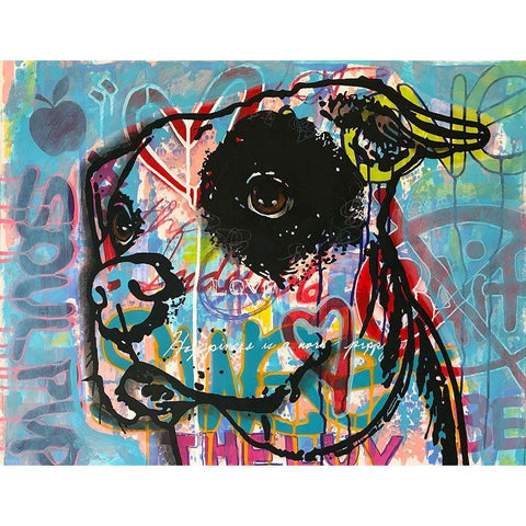 Soul Pup White Modern Wood Framed Art Print by Dean Russo Collection