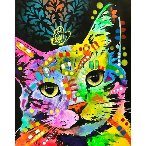 Tilt Cat Butterfly Black Modern Wood Framed Art Print by Dean Russo Collection