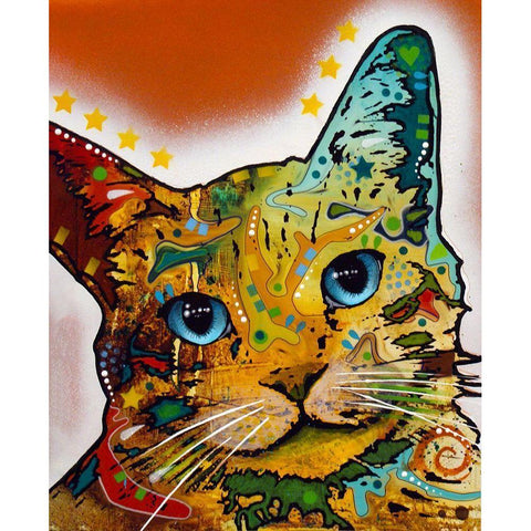 Tilt Cat Earth Tone Black Modern Wood Framed Art Print with Double Matting by Dean Russo Collection