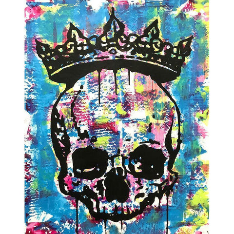 Crowned Skull Gold Ornate Wood Framed Art Print with Double Matting by Dean Russo Collection