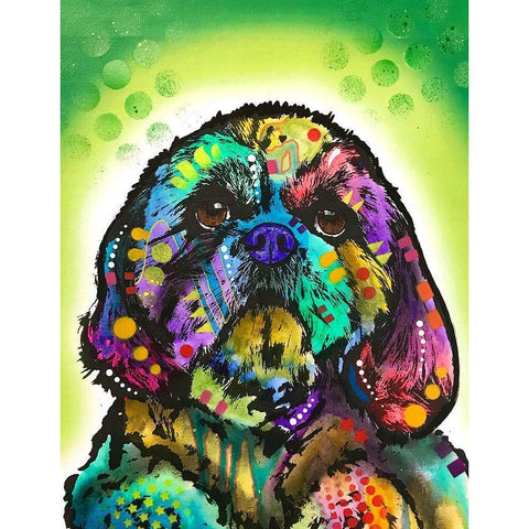 Kinda Shih Tzu Black Modern Wood Framed Art Print with Double Matting by Dean Russo Collection