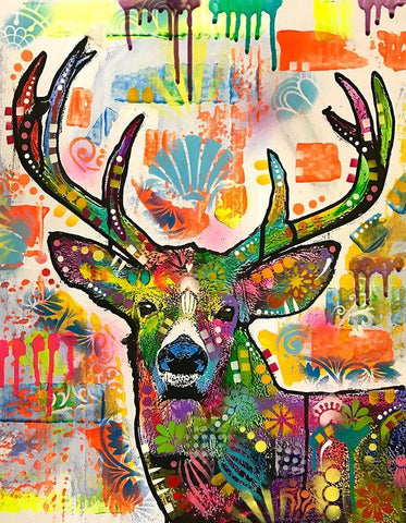 Patch Buck White Modern Wood Framed Art Print with Double Matting by Dean Russo Collection