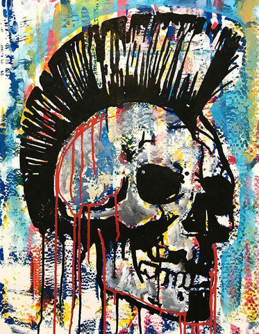 Punk Skull White Modern Wood Framed Art Print with Double Matting by Dean Russo Collection