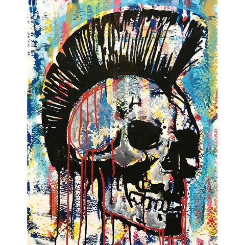 Punk Skull White Modern Wood Framed Art Print by Dean Russo Collection