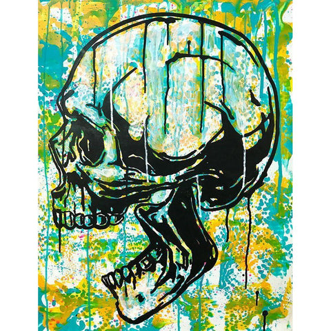 Screaming Skull 2 Black Modern Wood Framed Art Print with Double Matting by Dean Russo Collection