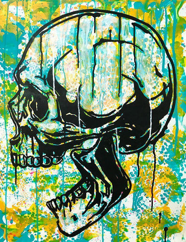 Screaming Skull 2 White Modern Wood Framed Art Print with Double Matting by Dean Russo Collection