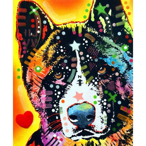 Akita Black Modern Wood Framed Art Print with Double Matting by Dean Russo Collection