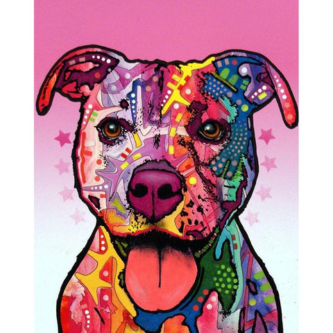 Cherish The Pitbull White Modern Wood Framed Art Print by Dean Russo Collection