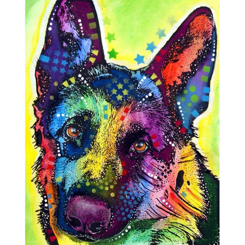 German Shepherd Black Modern Wood Framed Art Print with Double Matting by Dean Russo Collection