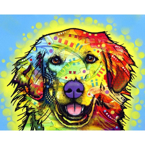 Golden Retriever Black Modern Wood Framed Art Print with Double Matting by Dean Russo Collection