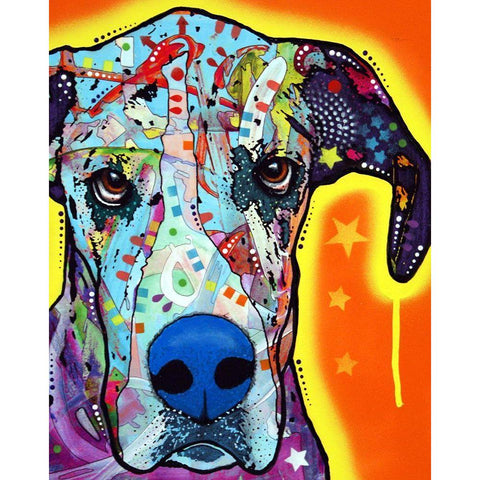 Great Dane White Modern Wood Framed Art Print by Dean Russo Collection