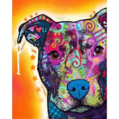 Heart U Pit Bull Black Modern Wood Framed Art Print with Double Matting by Dean Russo Collection