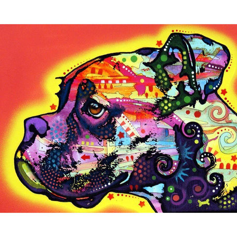 Profile Boxer Black Modern Wood Framed Art Print by Dean Russo Collection