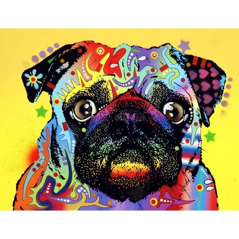 Pug Black Modern Wood Framed Art Print by Dean Russo Collection