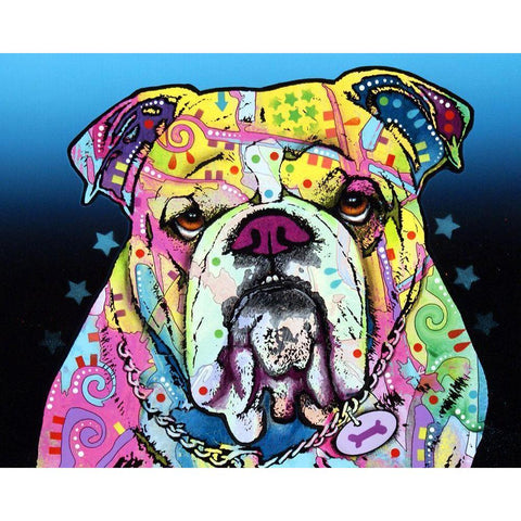 The Bulldog Black Modern Wood Framed Art Print with Double Matting by Dean Russo Collection