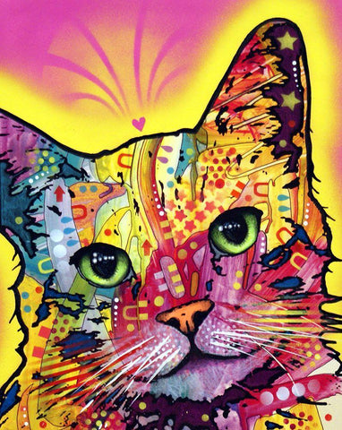 Tilt Cat I White Modern Wood Framed Art Print with Double Matting by Dean Russo Collection