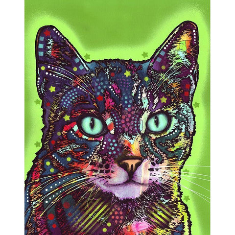 Watchful Cat Black Modern Wood Framed Art Print with Double Matting by Dean Russo Collection