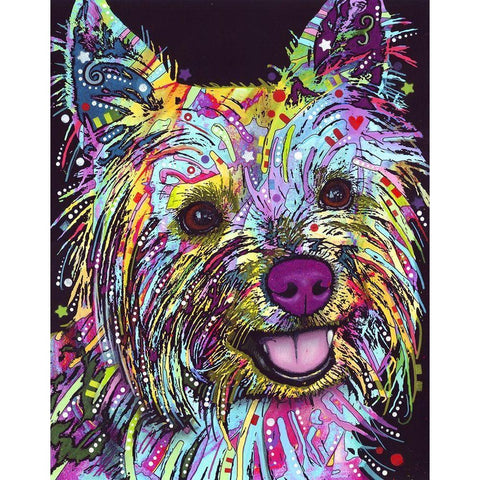 Yorkie Black Modern Wood Framed Art Print with Double Matting by Dean Russo Collection