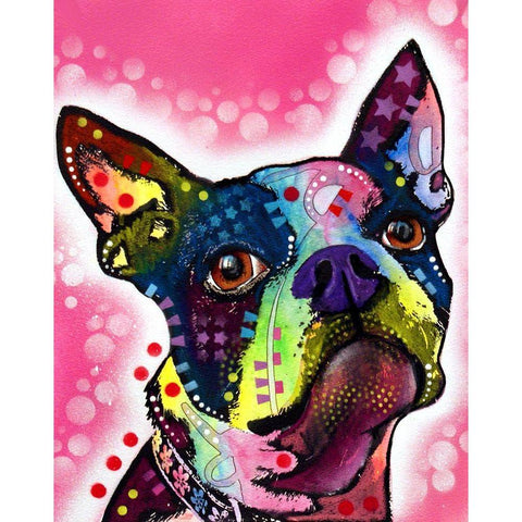 Boston Terrier Black Modern Wood Framed Art Print with Double Matting by Dean Russo Collection