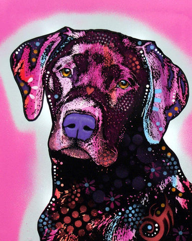 Black Lab White Modern Wood Framed Art Print with Double Matting by Dean Russo Collection