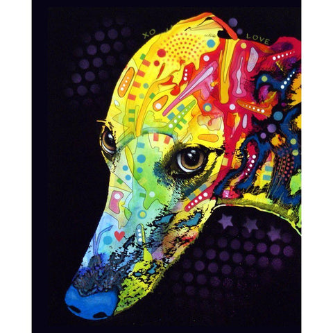 Greyhound Black Modern Wood Framed Art Print with Double Matting by Dean Russo Collection