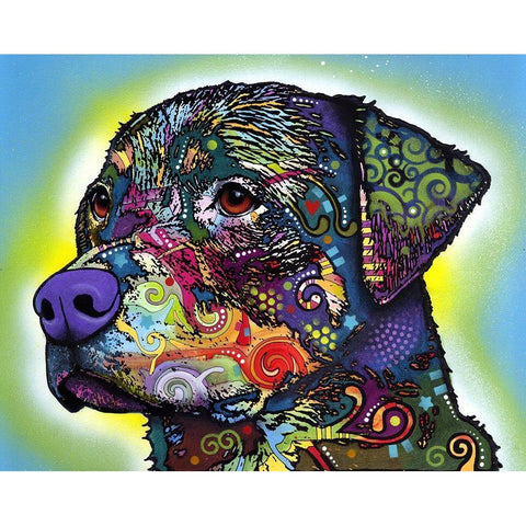 The Rottweiler White Modern Wood Framed Art Print by Dean Russo Collection