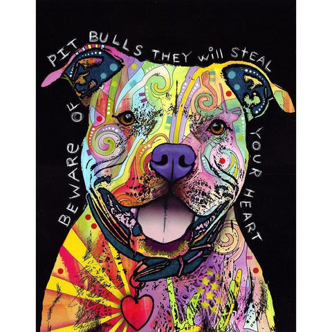 Beware of Pit Bulls Black Modern Wood Framed Art Print with Double Matting by Dean Russo Collection