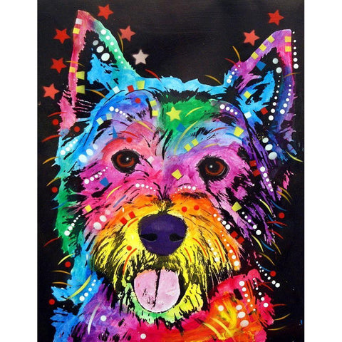 Westie Black Modern Wood Framed Art Print with Double Matting by Dean Russo Collection