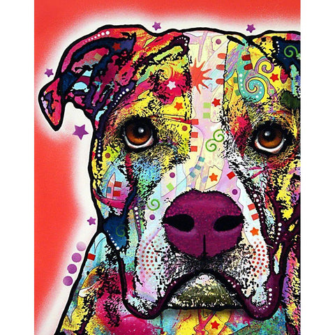 American Bulldog White Modern Wood Framed Art Print by Dean Russo Collection