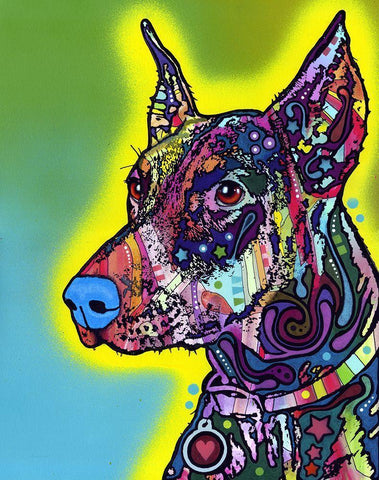 Doberman White Modern Wood Framed Art Print with Double Matting by Dean Russo Collection