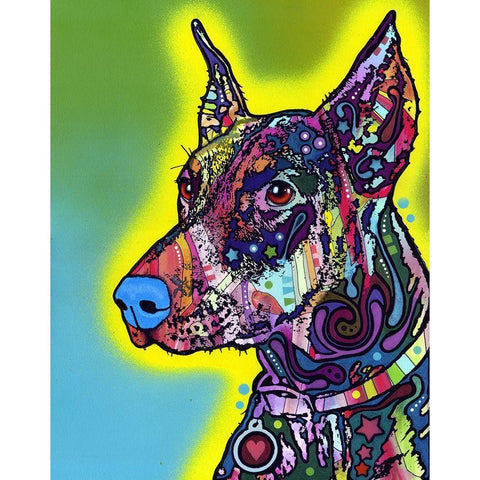 Doberman White Modern Wood Framed Art Print by Dean Russo Collection