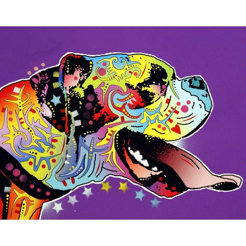 Happy Boxer White Modern Wood Framed Art Print by Dean Russo Collection