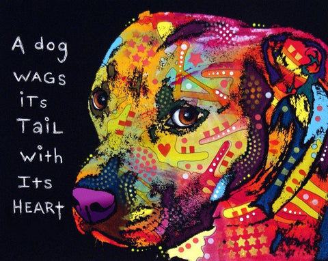 Gratitude Pitbull White Modern Wood Framed Art Print with Double Matting by Dean Russo Collection