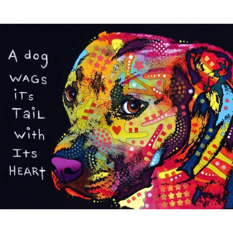 Gratitude Pitbull Gold Ornate Wood Framed Art Print with Double Matting by Dean Russo Collection