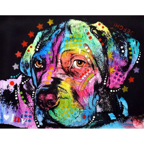 Young Mastiff White Modern Wood Framed Art Print by Dean Russo Collection