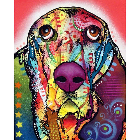 Basset White Modern Wood Framed Art Print by Dean Russo Collection