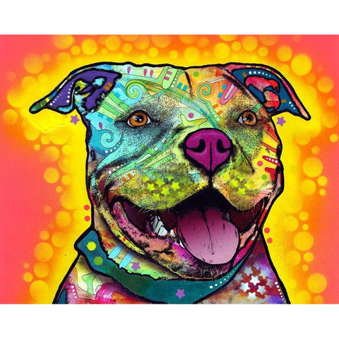 Dewey Pit Bull White Modern Wood Framed Art Print by Dean Russo Collection