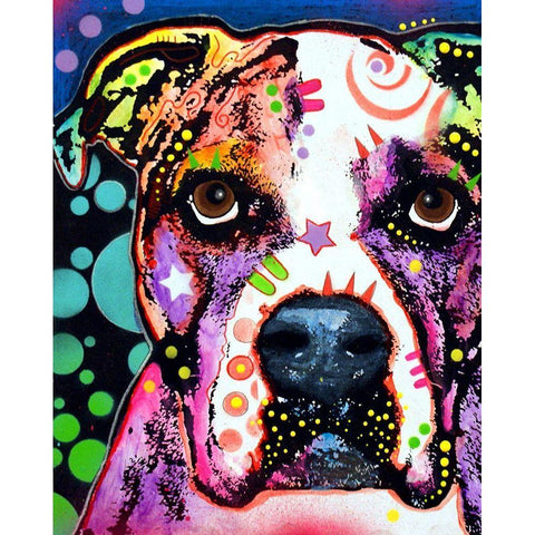 American Bulldog Gold Ornate Wood Framed Art Print with Double Matting by Dean Russo Collection