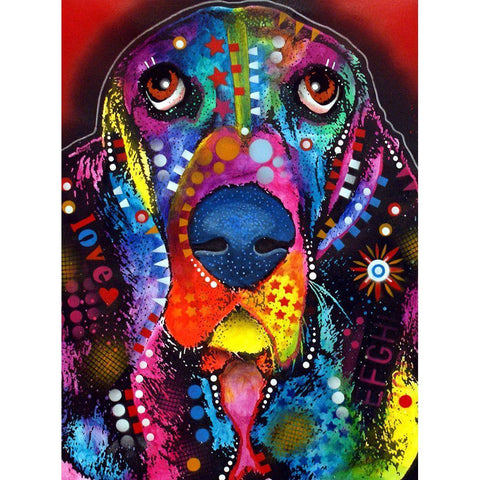 Basset Black Modern Wood Framed Art Print with Double Matting by Dean Russo Collection