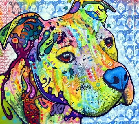 Thoughtful Pit Bull This Years Love 2013 Part 2 Black Ornate Wood Framed Art Print with Double Matting by Dean Russo Collection