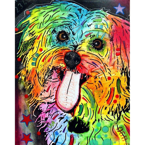 Shih Tzu Black Modern Wood Framed Art Print with Double Matting by Dean Russo Collection